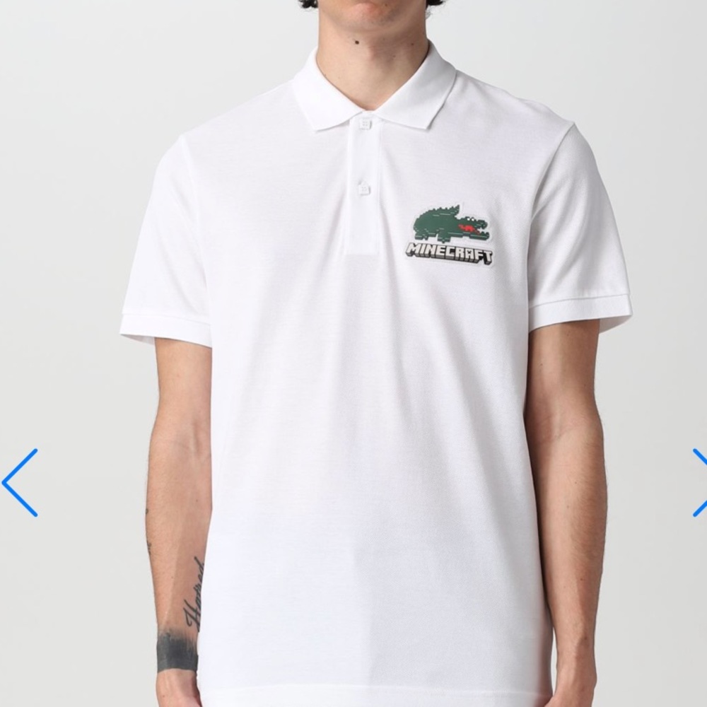 NEW LACOSTE X MINECRAFT White Polo Shirt Unisex Size: Small